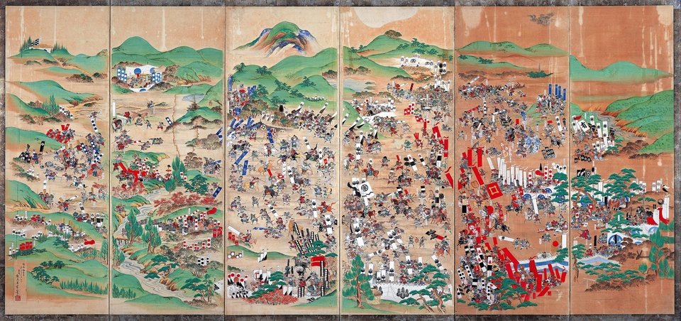 関ヶ原合戦図屏風に描かれた東西両軍の激突